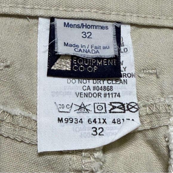 Vintage MEC Organic Cotton Cargo Trousers Pants Mens W32 Tan Made In Canada - Picture 9 of 15